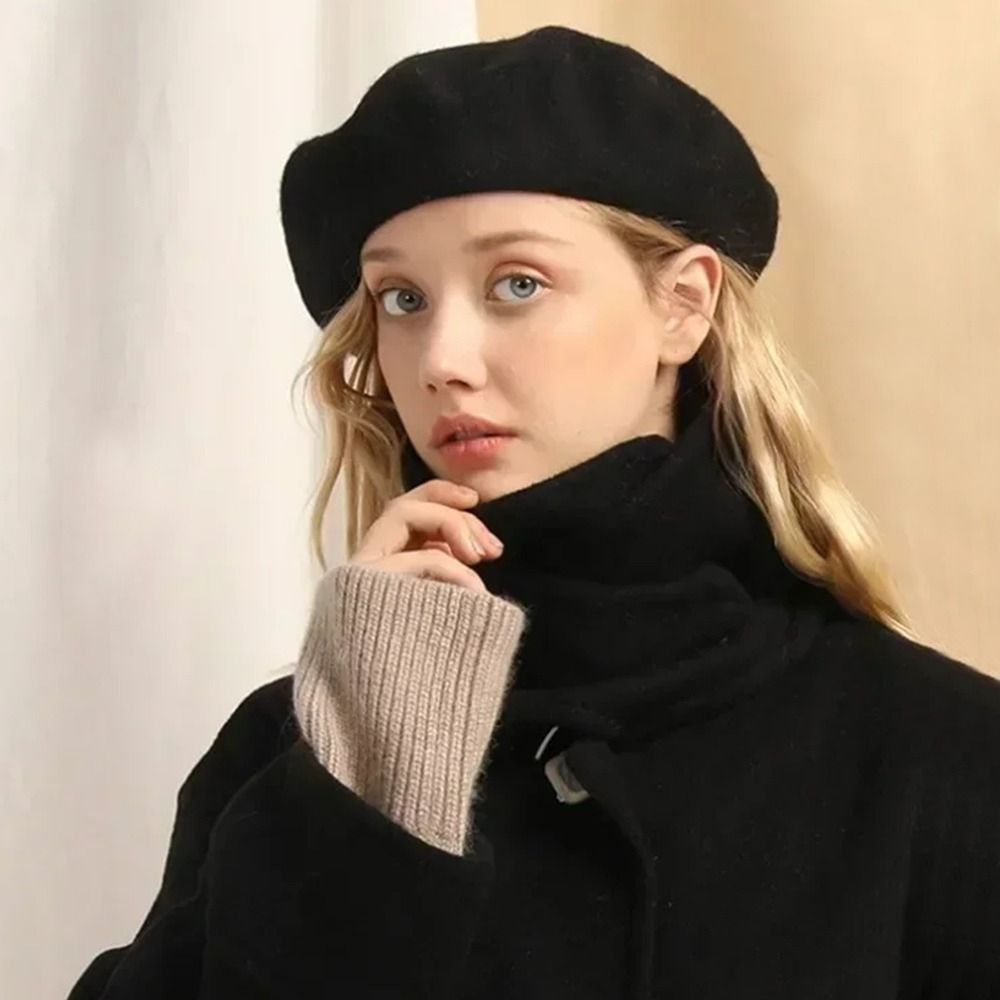 Beret French Wool - Topi Baret Wol Musim Dingin yang