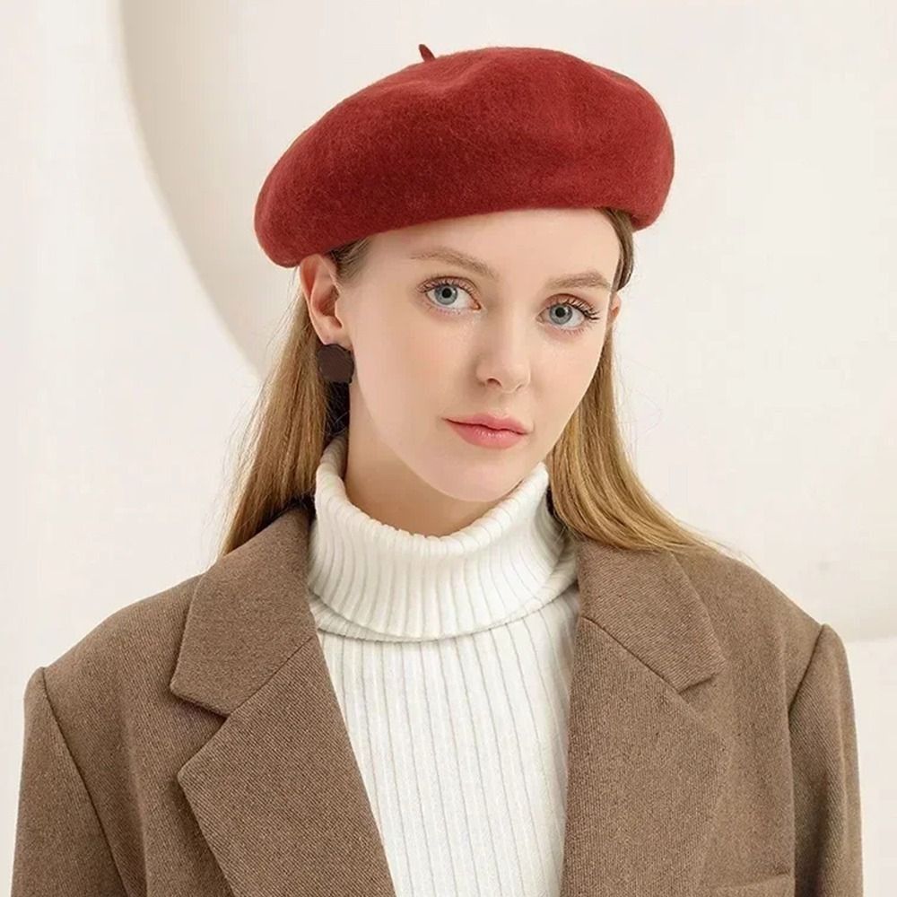 Topi Baret Wol Musim Dingin ya - Beret French Wool ulasan dan harga