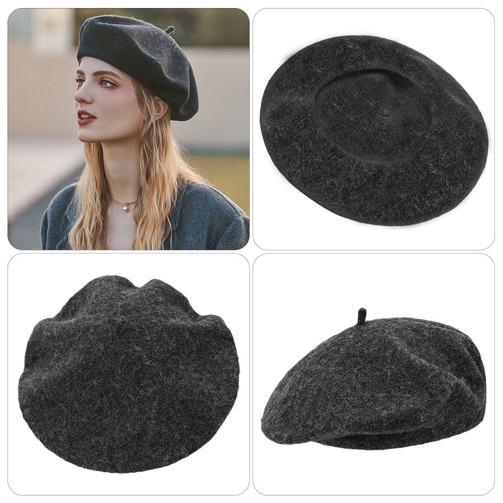 Topi Baret Wol Musim Dingin ya - Beret French Wool ulasan dan harga