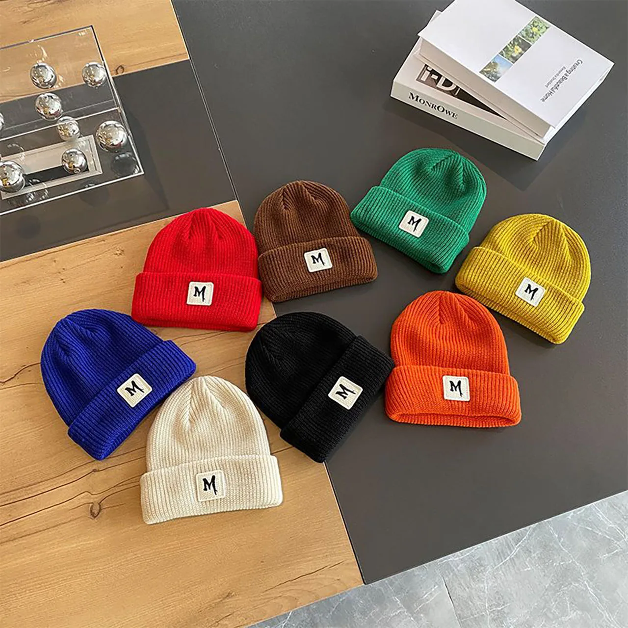 Topi Beanie Bayi Huruf Warna P - Beanie Cuffed Knit ulasan dan harga