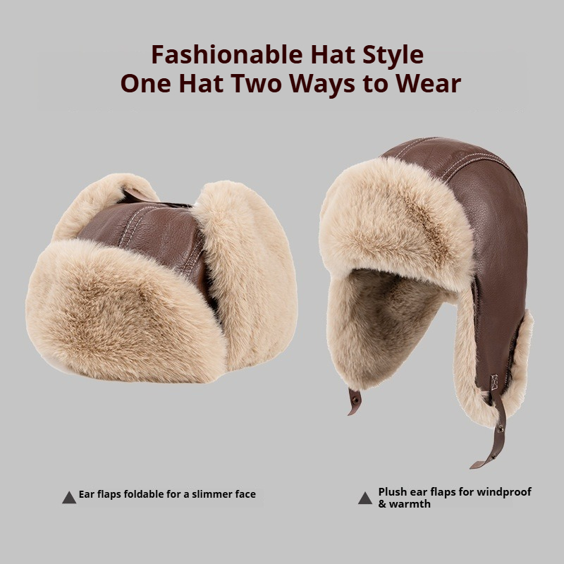 Topi Trapper Kulit PU Hangat M - Winter Trapper Hat ulasan dan harga